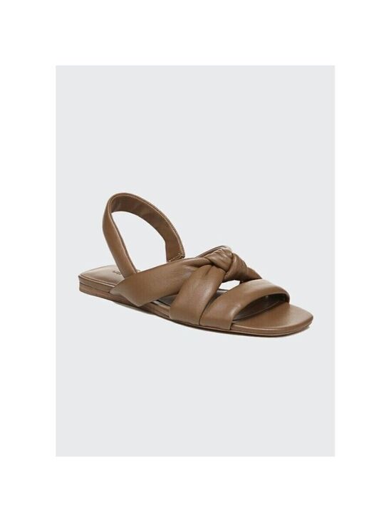 Vince Shoes - VINCE NEW Women's brown "Elm" knot sandals leather slingback flats